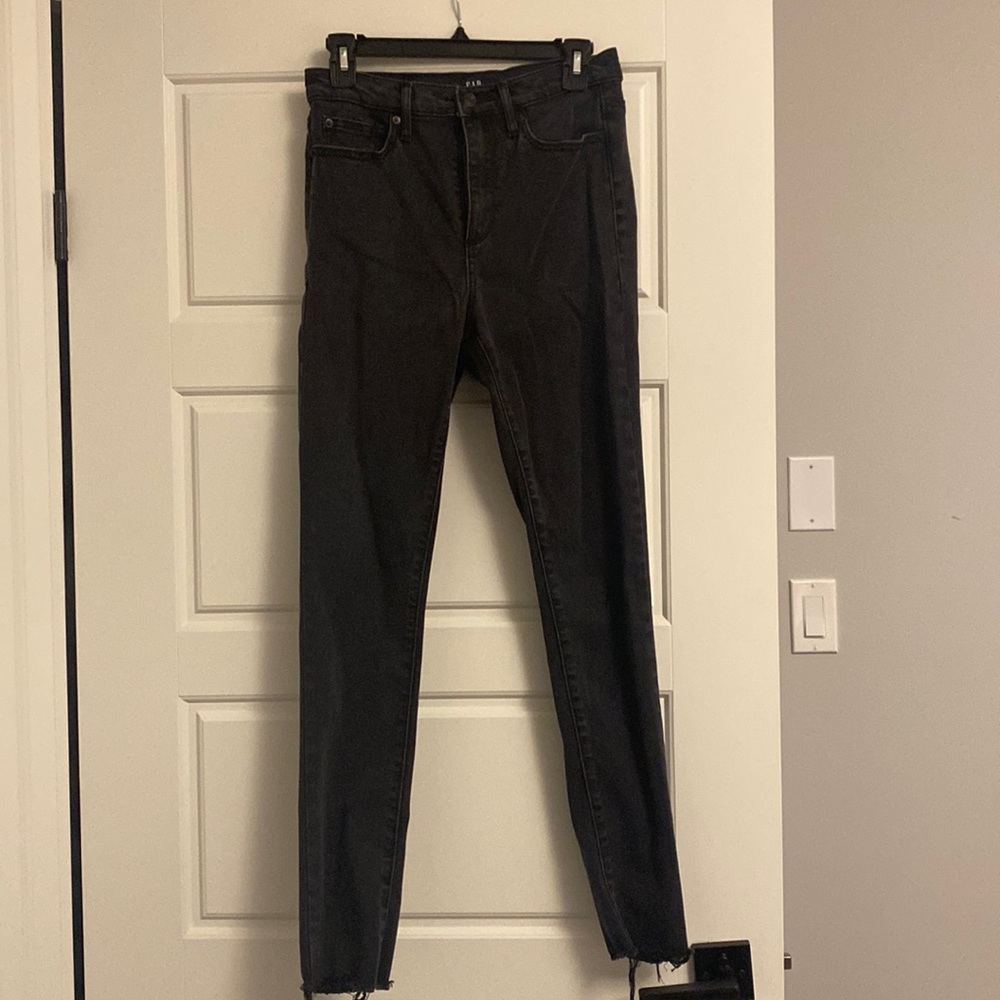 Gap size 27 raw edge dark grey jeans